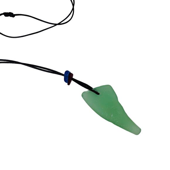 Seaglass Necklace Green Blue Red Rope Rincon Puerto Rico Adjustable - Picture 4 of 10